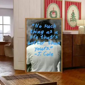 J. Cole Retro Print, Love Yourz No Frame, Lyric Print, Music Posters, Pop Culture Art , Black And White Music Wall Art, Home Decor