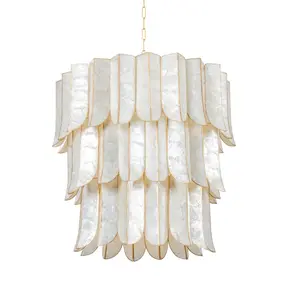 Cartagena Chandelier With Elegant Capiz Shell Panels – Stunning Multi-Tiered Design