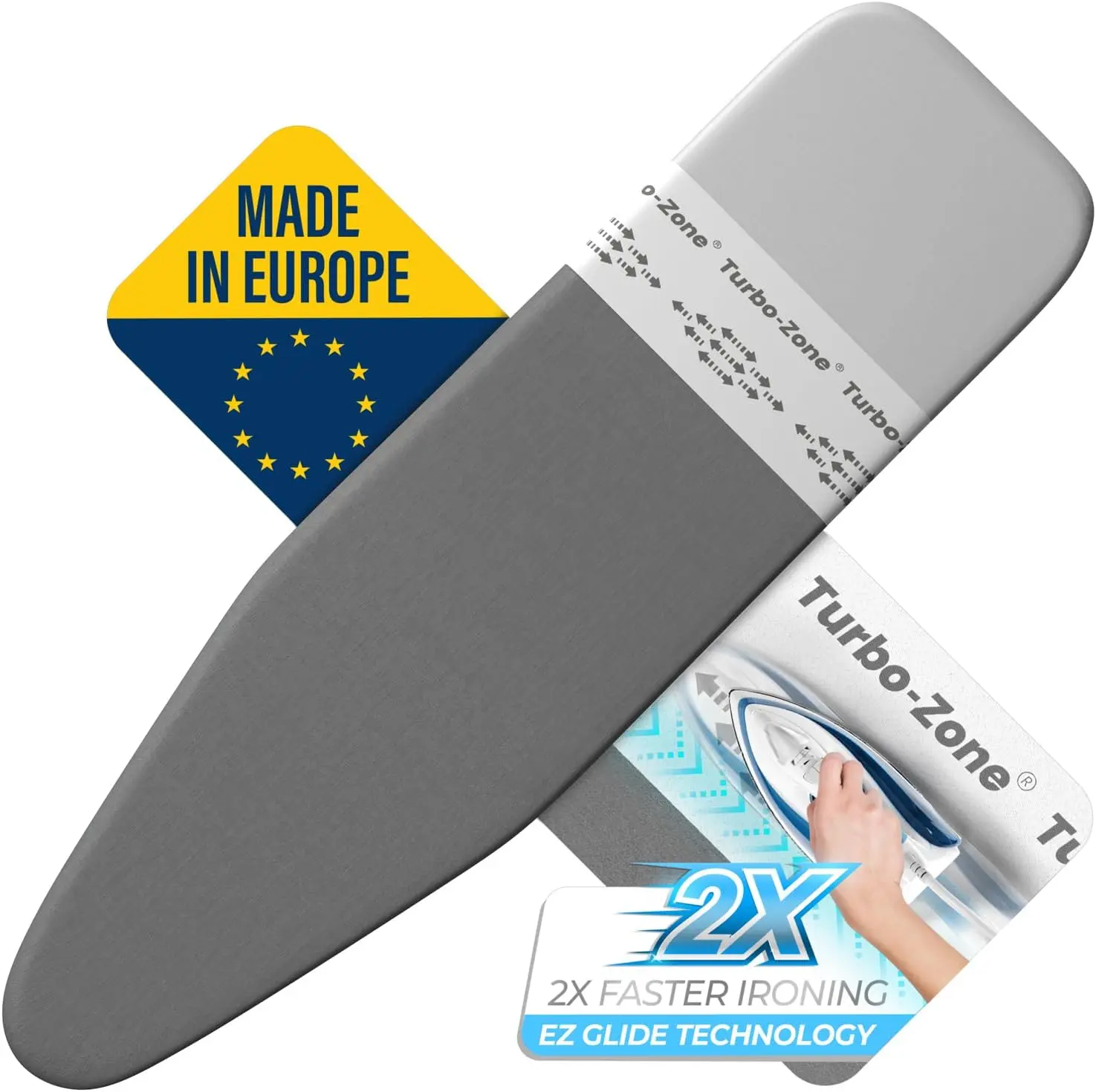 Bartnelli Replacement Ironing Board Cover, Made in Europe with New Patent Technology | 54x15 Iron Board Cover Featuring Park & Turbo Zone, Scorch Resistant 100% Cotton Thick Layered Top
