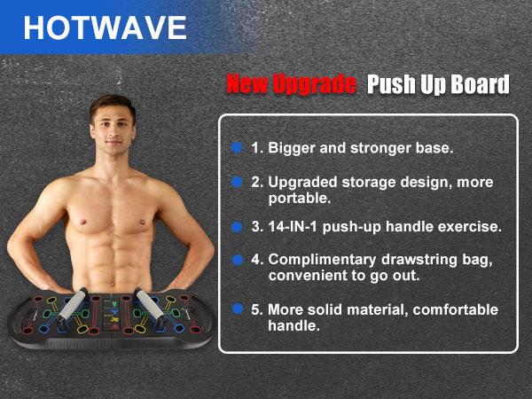 HOTWAVE Push Up Board Fitness,Professional Strength Training Equipment for Chest, Shoulders, Back & Triceps, Portable Workout Station with Non-Slip Handles Home Exercise Machine Arm Exerciser  Push Up Stand Push Up Bars Summerwins Fathersdaygift