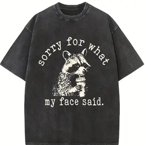 Comfort Colors Sorry For What My Face Said Shirt, Sarcastic Raccoon Tee, Funny Animal Graphic T-shirt, Trending Sarcasm Quote Tee, Raccoon Humor Shirt