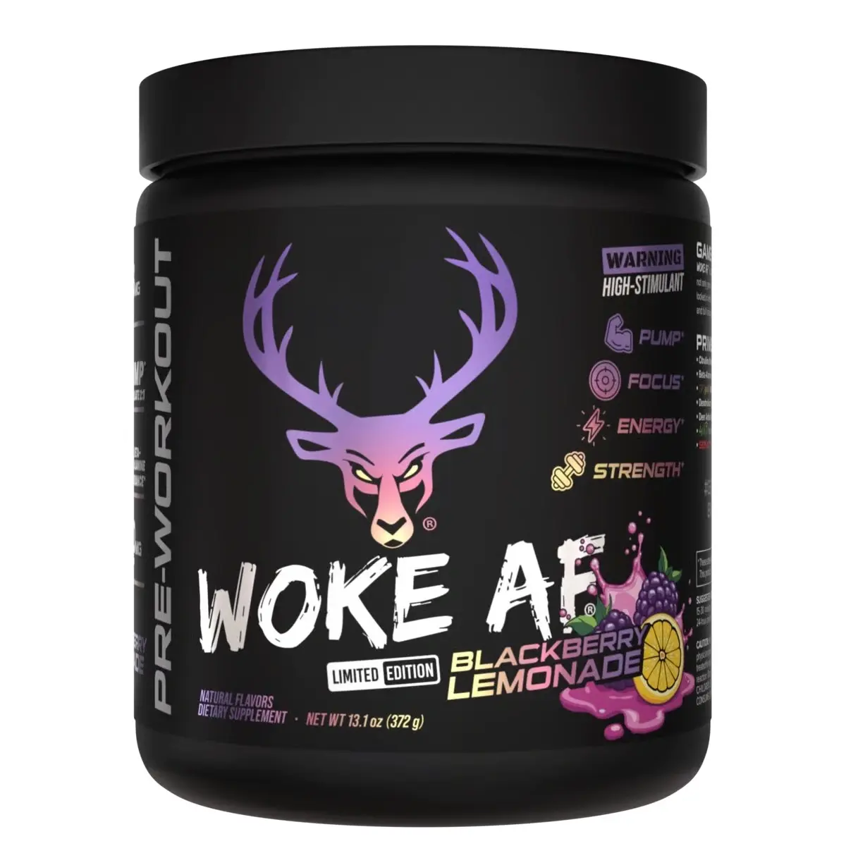 Bucked Up Woke AF High Stim Pre-Workout Powder, BlackBerry Lemonade Flavor - 30 Servings, Fitness & Nutrition Energy Boost Carbohydrate Supplement