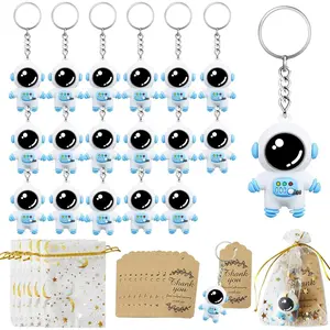 For Space Lovers! 18 Sets Astronaut Party Favors with 3D Cute Astronaut Keychains – Detachable Charm Star Moon Organza Bags & Thank You Kraft Tags. Perfect for School Rewards, Birthday, Wedding, Baby Shower & Car Keys Backpack Decor. Unisex Trendy Accesso