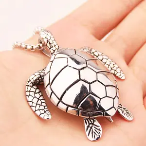 Large Sea Turtle Pendant Necklace Stainless Steel Jewelry for Men & Women – Big Ocean Animal Charm, Beach Surfer Style, Unique Statement Chain, Gold Silver Black Rainbow Colors, Cool Gift Idea for Nature Lovers, Sea Life, Friends & Couples