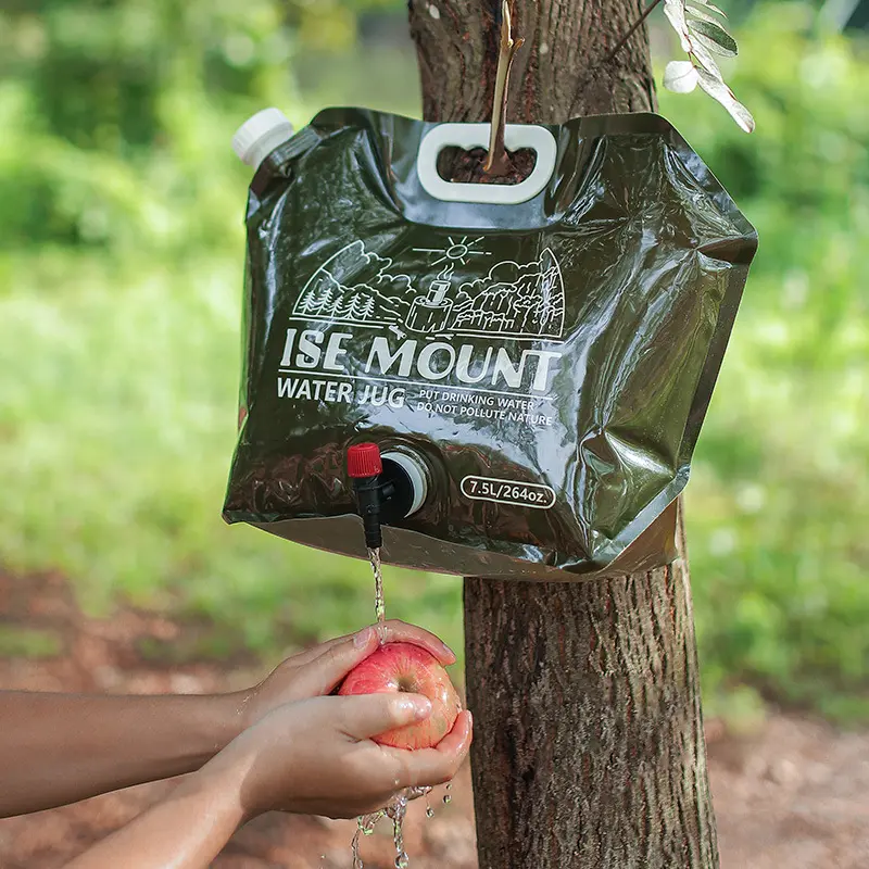 Collapsible 7.5L Water Carrier, Portable BPA-Free Plastic Container with Spigot Valve and Tear-Resistant Seams for Hiking, Camping & Emergency, Reusable
