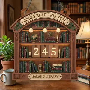 Vintage Book Tracker Sign, Personalized Reading Tracker, Library Decor, Book Lover Gift, Books Read This Year Counter, Reading Lover Gift