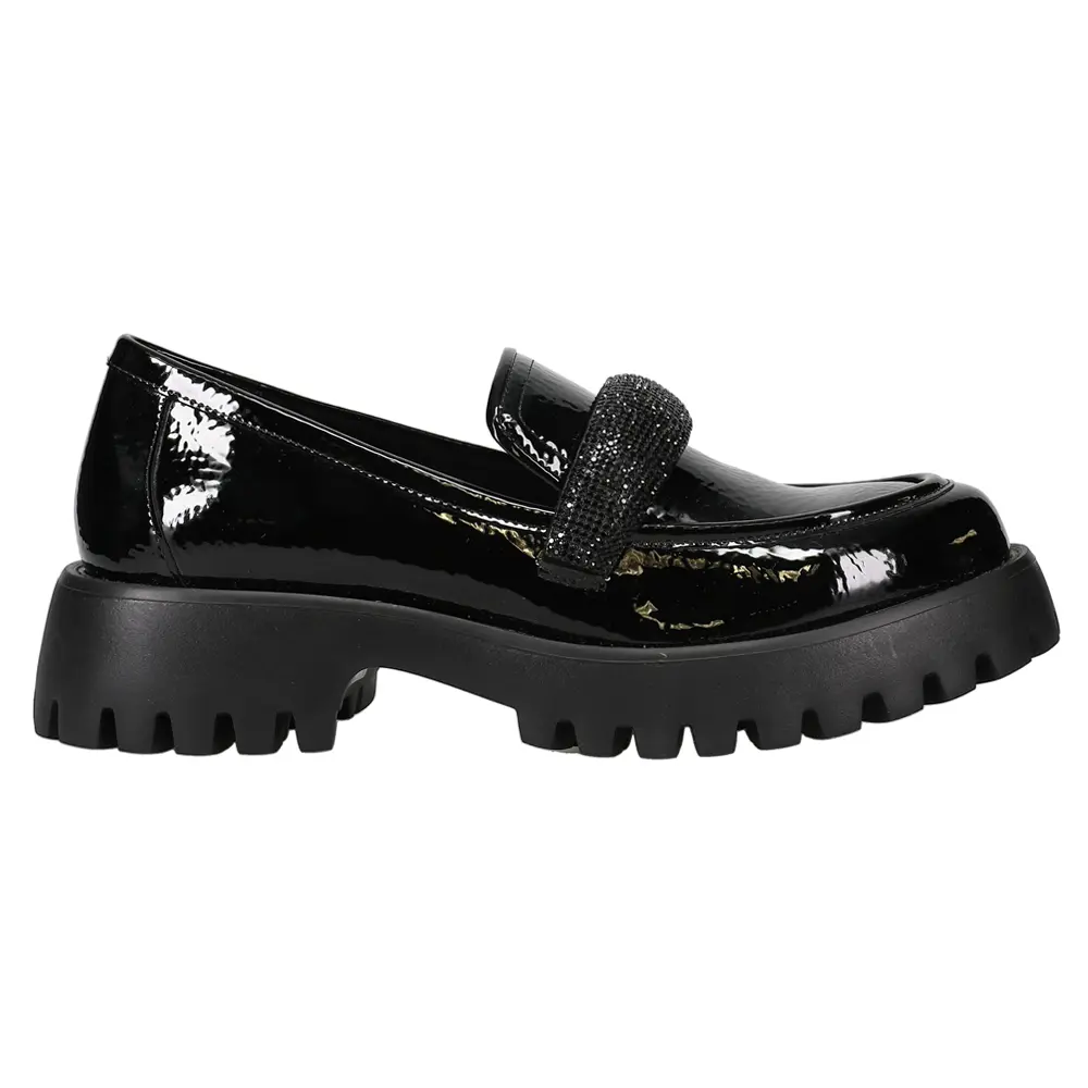 VANELi Womens Zaya Rhinestone Lug Sole Loafers  - Black