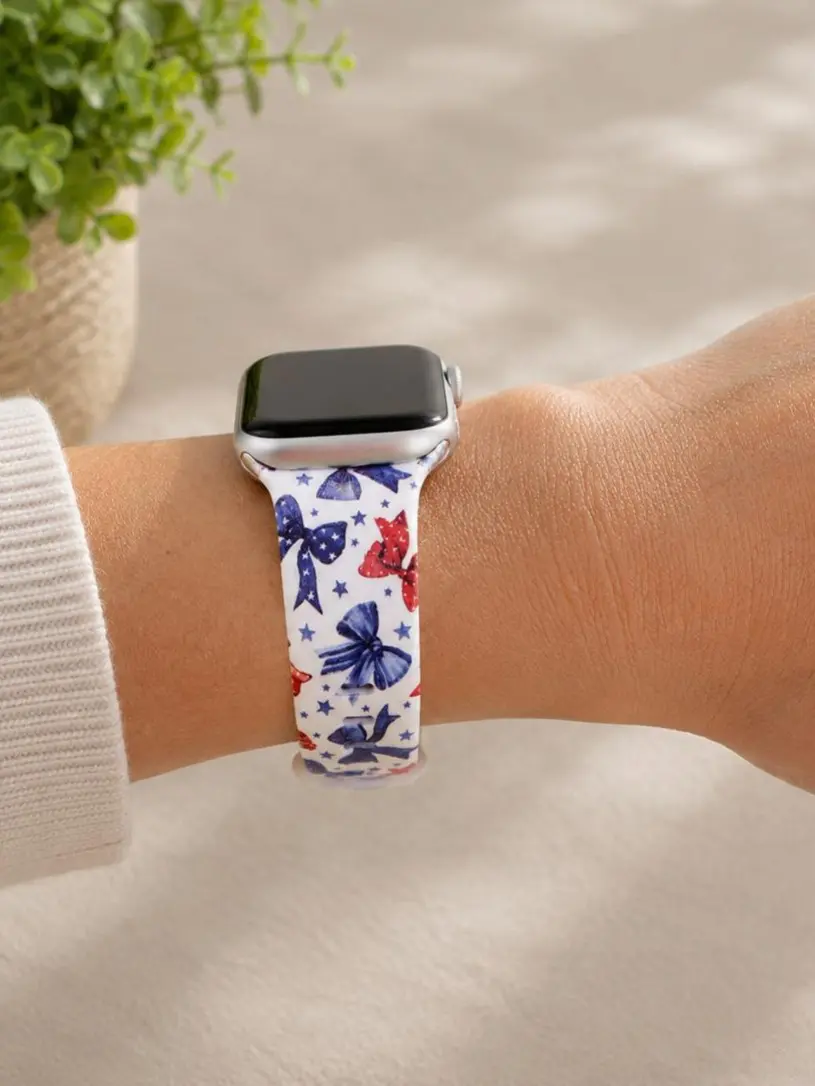 Patriotic Bow Watch Band – Red White & Blue Coquette Watch Strap – Cute 4th of July Watch Band