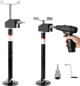 RV Stabilizer Jacks, 10,000 Lbs (2-Pack) - Heavy Duty Slide Out Support & Trailer Leveling Jacks for Campers & 5th Wheels, Adjustable 21"-49", Power Drill & Hand Crank Compatible, Easy Setup