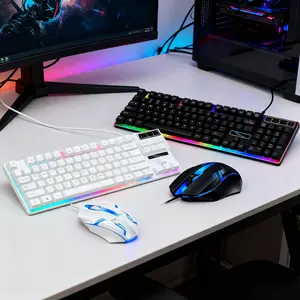 Wired USB RGB Gaming Keyboard and Mouse Set, 104 Keys with LED Lights, Compatible with PC Ps4 Xbox, Ambidextrous Design, Tiktok Winter Offers