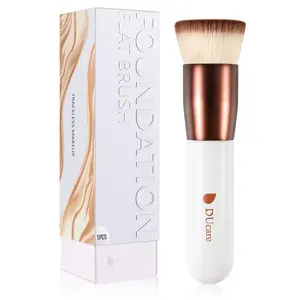 DUcare Foundation Brush Flat Top Kabuki Self Tanner Brush Synthetic Professional Makeup Brush Liquid Blending Mineral Powder Buffing Stippling Makeup Tools, Rose Golden/White