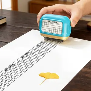 Habit Tracker Stamps, Roll-Style Automatic Ink Output, Daily Schedule Planning, Sleep Management, Hand Account Layout, Self-Discipline Stamp