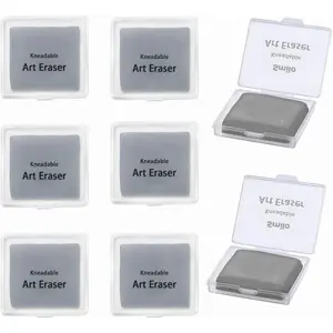 8-Pack Gray Kneaded Erasers | Moldable & Dust-Free Putty Eraser | No Smudge Art Eraser with Case for Drawing
