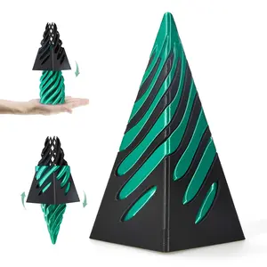 Impossible Pyramid Passthrough Sculpture, 3D Printed Spiral Cone Figurines, Mesmerizing 3D Desktop Optical Illusion Sculpture.