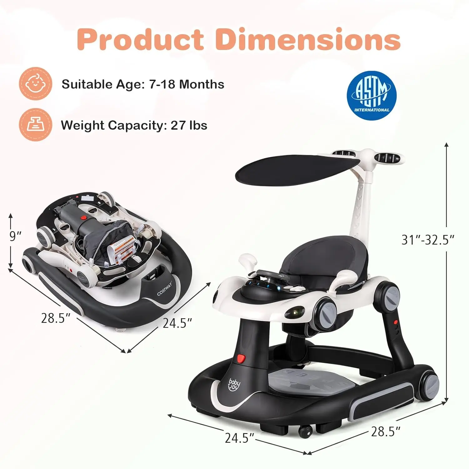 White + Black, 7-in-1 with Handle, Rocker Combo