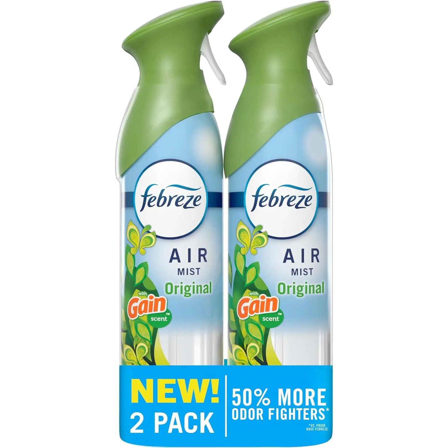 Febreze Gain Original Scent Air Mist - 8.1oz Odor-Fighting Home Air Freshener Spray (Pack of 2) for Bathroom, Office