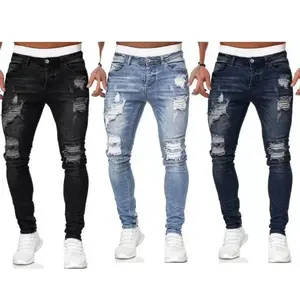 3-piece set of stretch denim jeans, solid color, fixed length, suitable for all seasons, classic style, medium stretch fabric, tailor-made, men's fashion jeans, Father's Day gift for men's clothing