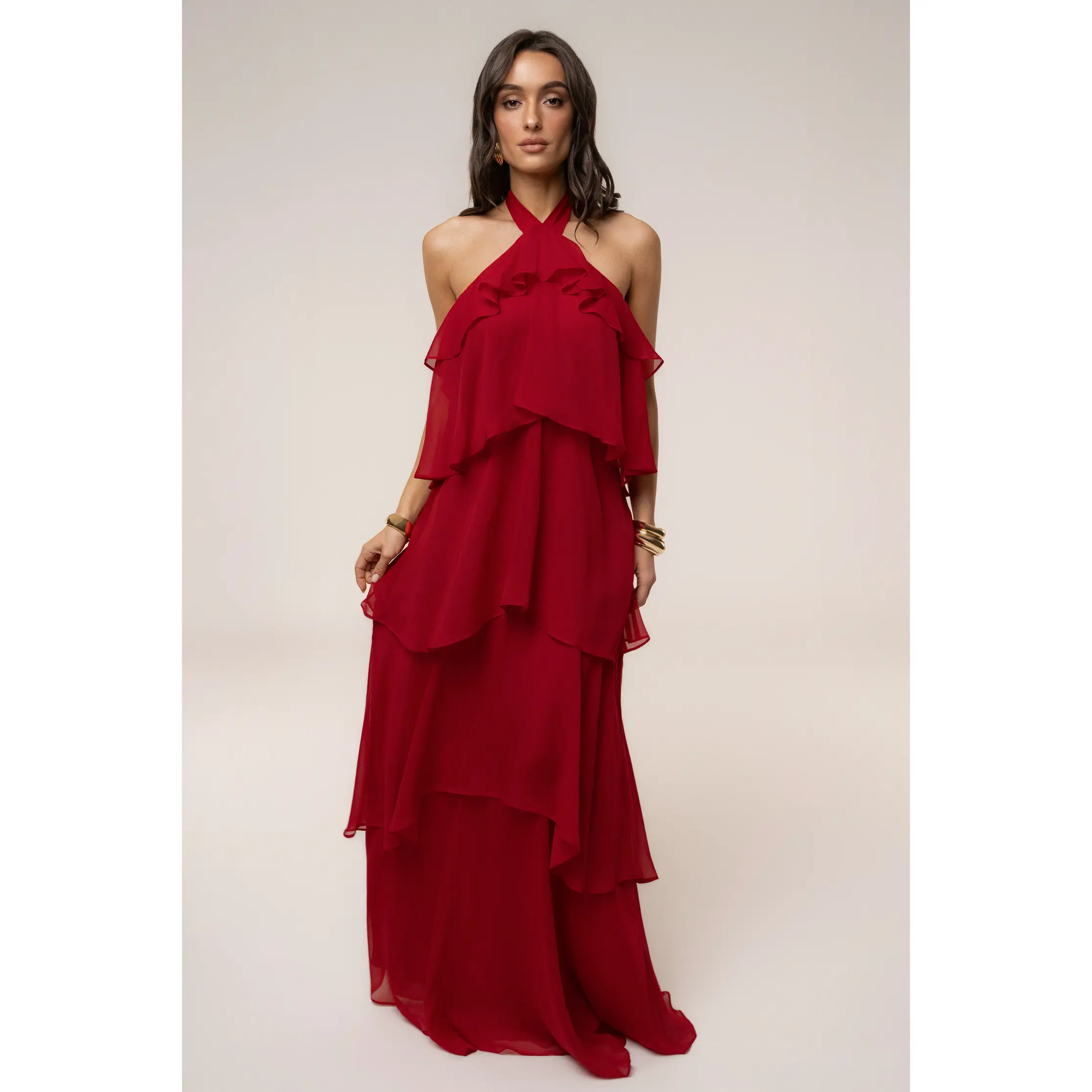 Red Head In The Clouds Maxi Dress