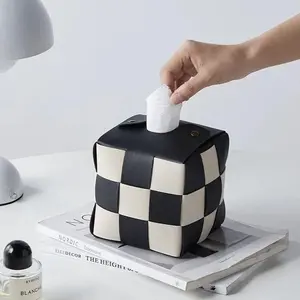 Chessboard Pattern Tissue Box, Tissue Holder, Modern Tissue Storage Box, Home Organizer for Living Room Bedroom