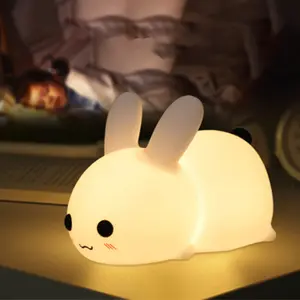 Cute Rabbit Silicone Night Light Led Colorful Charging Jade Rabbit Shooting Light