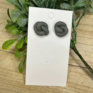 Polymer clay grey knotted studs