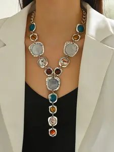 Boho Vintage Exaggerated Ethnic Y-Shape Necklace, Fashionable Geometric Design, Elegant Long Sweater Chain, Perfect Gift for Women