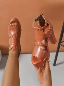 Women's Fashionable Solid Color Gladiator Sandals, Casual Versatile Zipper Back Open Toe Sandals for Summer, Female All-match Shoes for Daily Wear, Girl