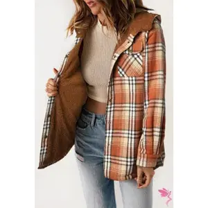 Orange Plaid Sherpa Jacket
