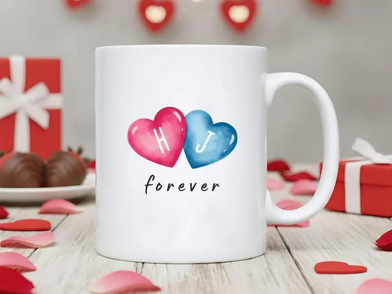 Personalised Valentine's Day Mug, Valentines Gift For Her, Custom Mug, Romantic Gift For Girlfriend Boyfriend, Five Colours