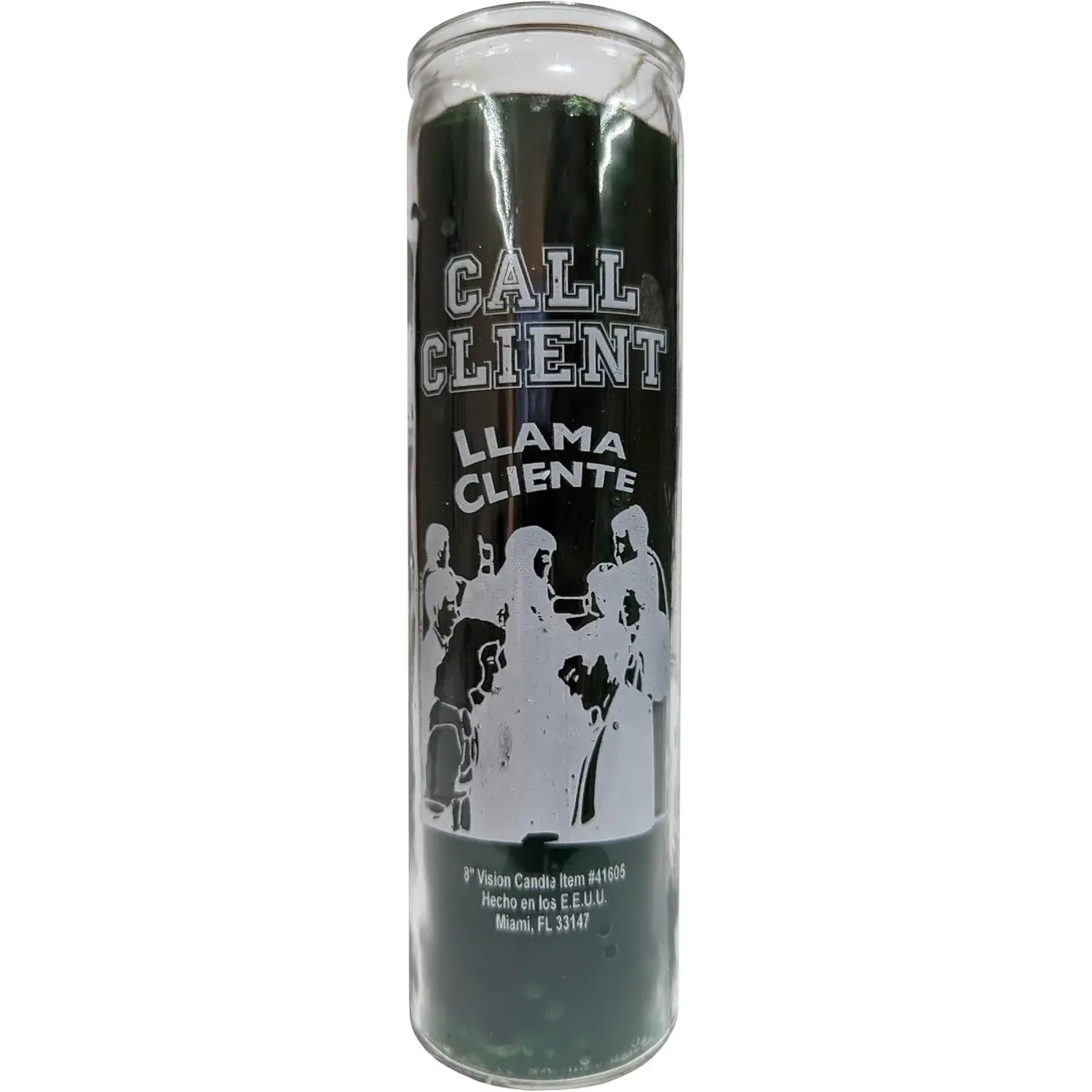 Call Client (Llama Cliente) Green Pillar Candle