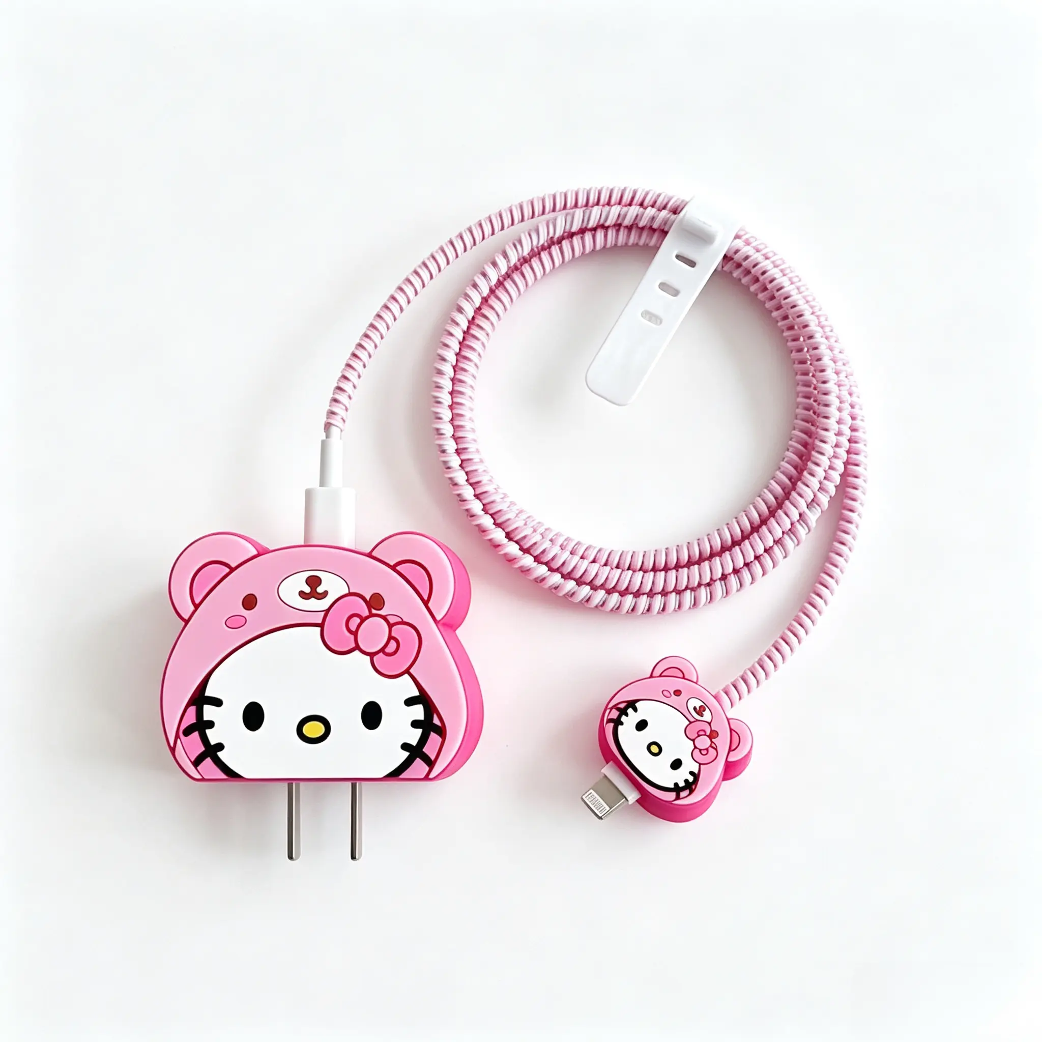 Sanrio Hello Kitty 3-Piece Charger Case Set, Cute Protective Cover Kit for Charger & Cable