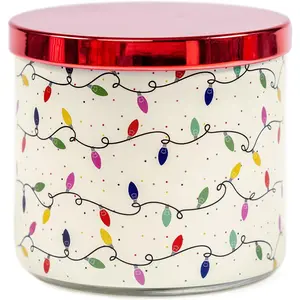 Christmas Candles, Xmas Berry Jam Scented Candle, Large 3 Wicks, 14 oz Christmas String Lights Candle