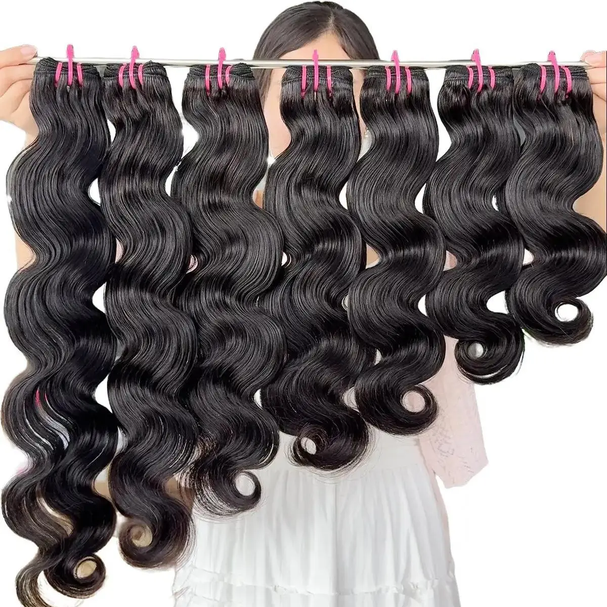 Brazilian Body Wave Unprocessed Human Hair Bundles with Full Ends, Natural Color, 3-10 Pcs/Set Bulk Pack for Resellers, Dyable & Restylable