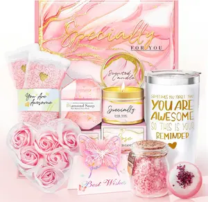 Mother's Day Gift  for Women, Birthday Gifts for Women, Happy Birthday Gifts Basket for Women, Rose Relaxing Spa Gifts Basket for Best Friends Female Sister Mom Wife