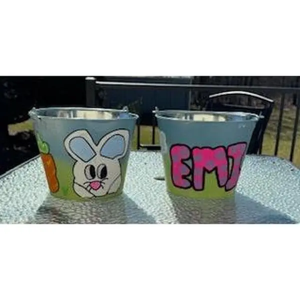 Easter Bunny Bucket personalized and ready for your easter celebrations