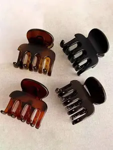 Women's Shark Clips, Hair Claws, 5cm Small Hair Grips, Chocolate Amber Tortoiseshell, Fashionable Elegant Simple Style, Daily Accessory