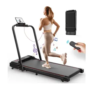 Treadmill 2 in 1 for Home/Office, 300 Lbs Walking Pad Treadmill with HandleBar,Under Desk Treadmill with Mat, Touch Control,LED Display & Remote Control