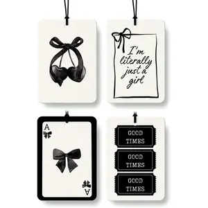 Black Bow Cherry Cologne  Air Freshener 4 count, Retro Preppy Cherry  Ticket Hanging Air Freshener for  Bathroom Dorm Books Decor,  Accessories Gifts for Women Girls