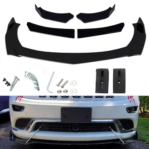 4PCS Universal Glossy Black Front Bumper Lip Body Kit Chin Spoiler Splitter Diffuser Protector Fit For Honda/Audi/Nissan/Toyota/Charger SRT Camaro Ford Fusion,Car Decorative Accessories