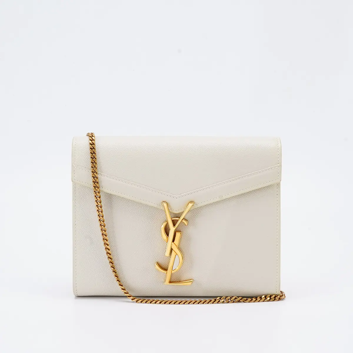 Pre-owned Yves Saint Laurent calfskin Shoulder Bags YSL Yves Saint Lauren Cassandra Series WOC White Shoulder Bag BGP158400 Maya