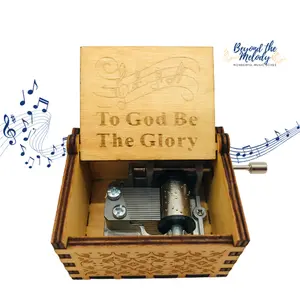 Beyond The Melody "To God Be The Glory" Wooden Music Box Hand-Cranked Musical Keepsake for Kids & Travel Lovers Eco-Friendly & Compact Design
