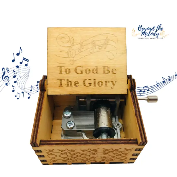 Beyond The Melody "To God Be The Glory" Wooden Music Box Hand-Cranked Musical Keepsake for Kids & Travel Lovers Eco-Friendly & Compact Design