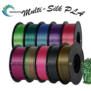 KINGROON PLA Filament, Multicolor Silk PLA Filament, Tri Color 3D Printer Filament, 1.75 mm, Dimensional Accuracy +/- 0.03 mm, 5*1kg Spool(11lbs) 5Rolls, 5 Different Multicolor Filaments
