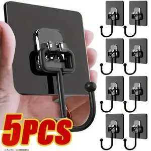 5pcs. strong wall hooks, available in various colors Reusable, no need for punching - waterproof and oil resistant, suitable for bathrooms and kitchens - perfect for hanging towels, cups, shovels, can openers, and scissors