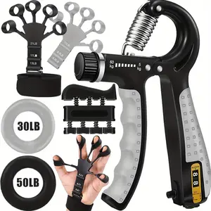 Grip Strength Trainer Kit 6 Pack With Finger Exerciser, Hand Grip Strengthener, Hand Extension Exerciser And Large Size Forearm Workout Ring For Muscle Building