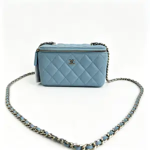 Pre-owned Chanel Blue Caviar Vanity Case Bag D0133