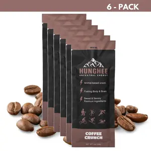 Hunghee Energy Coffee Crunch 6-PACK - Organic Grass-Fed Ghee Packets Raw Honey & Sea Salt Healthy Snack