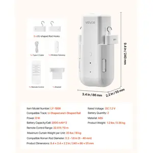 VEVOR Automatic Curtain Opener, APP and Remote Control, Hub Included, Electric Smart Curtain Opener Compatible with Alexa and Google Home, Timed Opening and Closing, for U-shaped/I-shaped Rails