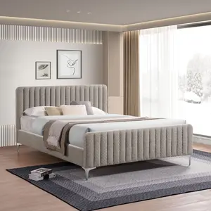 Bethany Elegant Modern Upholstered Bed Frame with Channel-Tufted Design by Furniture of America