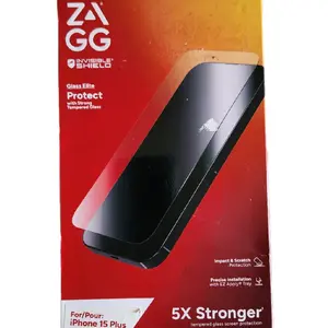 Zagg Glass Elite Protect for iPhone 15 Plus - Black Screen Protector with Superior Impact and Scratch Protection